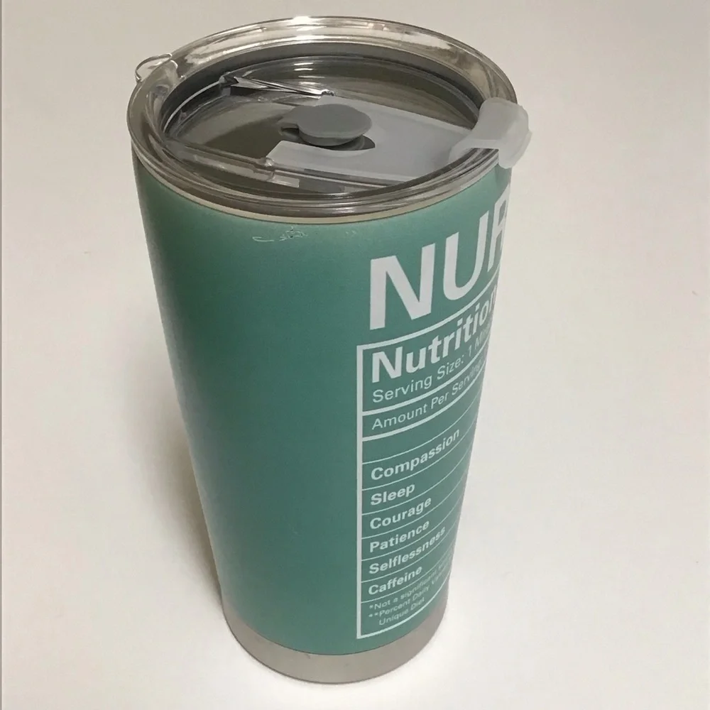 Nurse Travel Mug Tumbler Coffee Cup Lid Double Wall Vacuum 20 oz Aqua Stainless